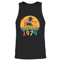 1974 July Vintage with Palm Trees Unisex Tank Top - Black – 2
