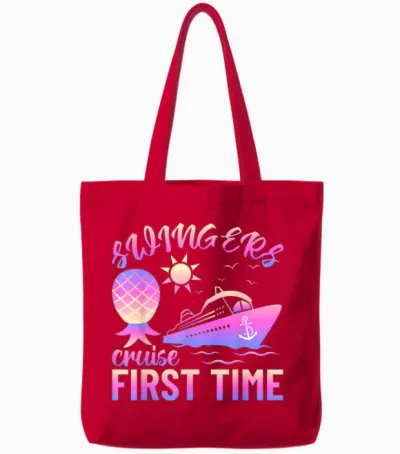 Swingers Adult Cruise First Time Funny Swinger Lifestyle Tote Bags - Red