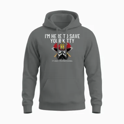 Save Your Kitty - Funny Firefighter Fireman Gift T-Shirt Small Unisex Hoodie - Graphite Heather