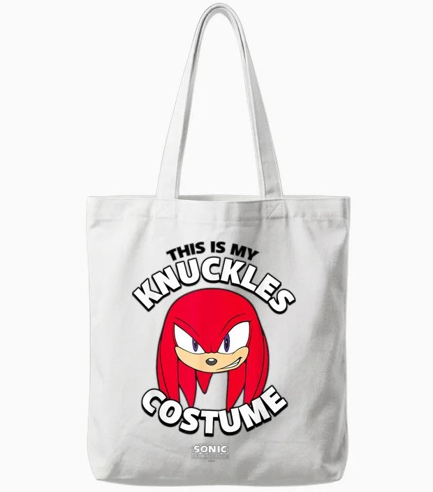 Sonic the Hedgehog Halloween This Is My Knuckles Costume Tote Bags in White