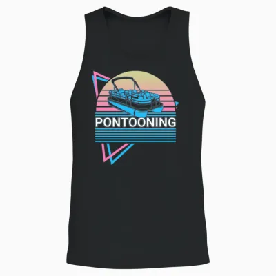 Pontooning Poonton Boat Retro Unisex Tank Top - Black