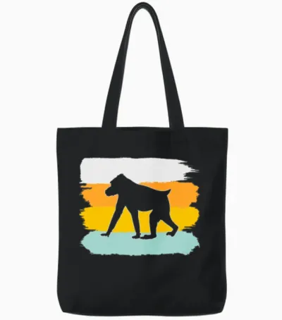 Monkey Retro Tote Bags - Black