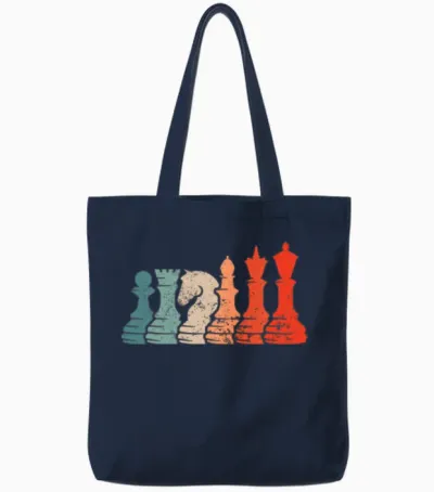 Chess Chess Pieces Chess Tote Bags - Navy