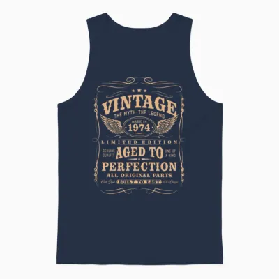 Born in 1974 Vintage 50th Birthday Gift Unisex Tank Top - Navy