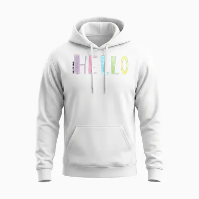 Hello Green Retro Unisex Hoodie - White