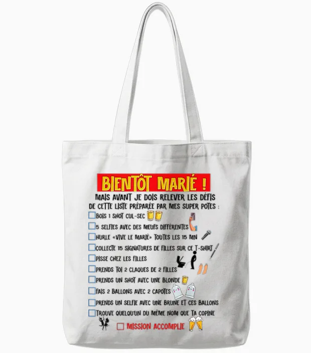 Man Soon Married! Future Wedding Mission Challenges Evg T-Shirt, White, S Tote Bags in White