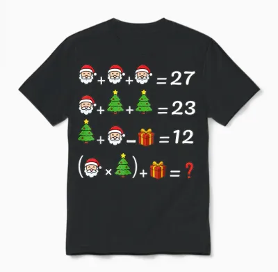 Funny 67 Meme Christmas Math Teacher Santa Six Seven Puzzle Unisex T-Shirt - Black