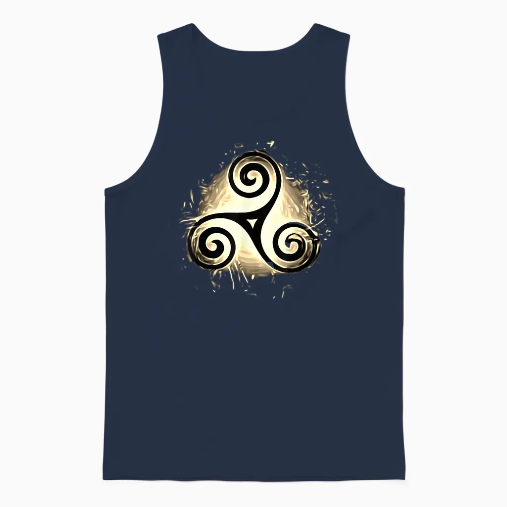 Triskel Triquetra Rune Celtic Protective T-Shirt, Black, S Unisex Tank Top in Navy