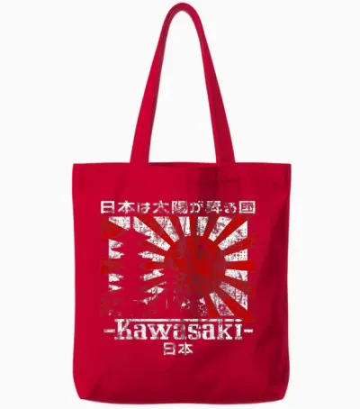 Kawasaki City 90s Retro Japan Esthetics 80s Kawasaki Tote Bags - Red