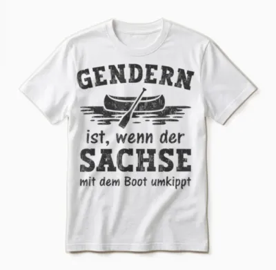 Gendern Ist Wenn Der Sachse Mit Dem Boot Umkippt Unisex T-Shirt - White