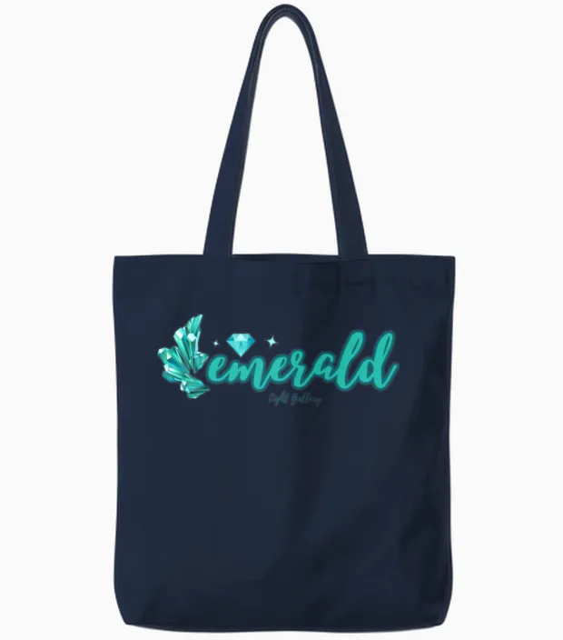 Emerald Gemstone Jewel Tote Bags in Navy