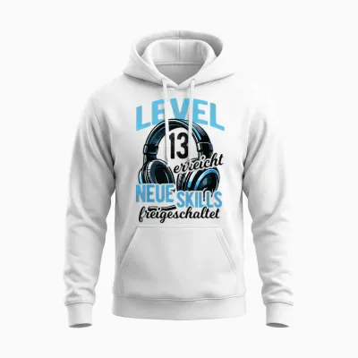 13. Geburtstag Jungen Video Gamer Level 13 Erreicht Junge Unisex Hoodie - White
