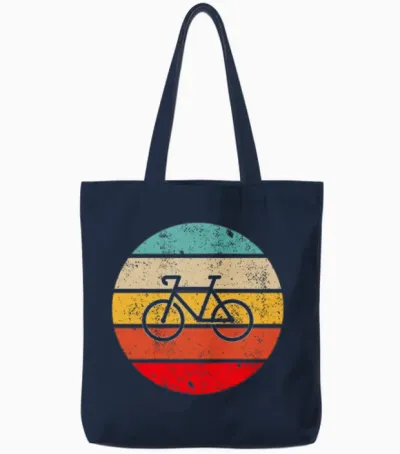 Bicycle Retro Tote Bags - Navy