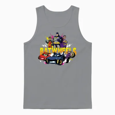 Batwheels Logo with Super Heroes and Their Cars Unisex Tank Top - Sport Grey