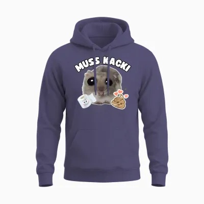 Must Kacki Funny Sad Hamster Cute Hamstie T-Shirt, Black Unisex Hoodie - Heather Sport Dark Navy