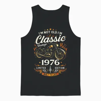 50 Ans Anniversaire Homme Moto Motard Biker 1976 Unisex Tank Top - Black