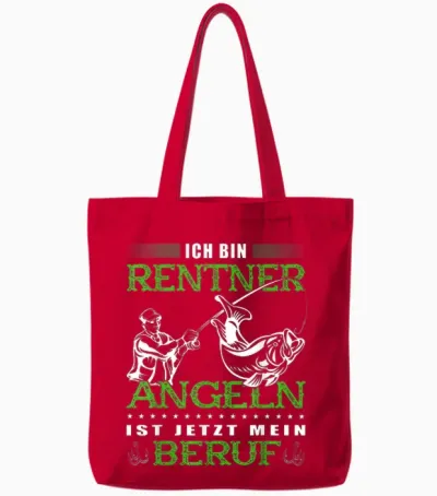 "ich Bin Rentner Angeln Ist Jetzt Mein Beruf" Lustige Angler Tote Bags - Red