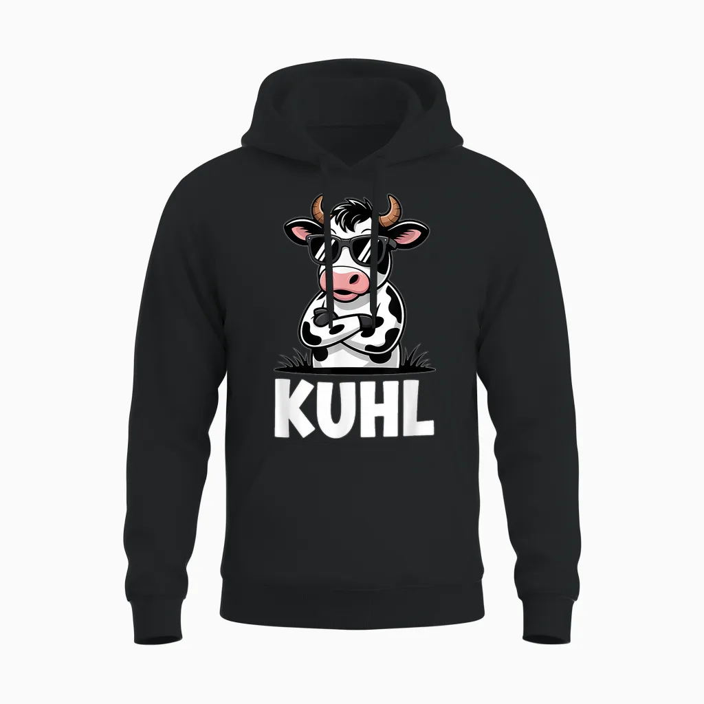 Kuhl Coole Kuh Bauer Lustiges Landwirtschaft Unisex Hoodie in Black