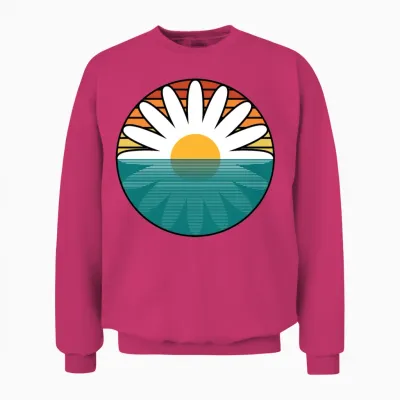 Daisy Sunset Retro Art Unisex Sweatshirt - Heliconia