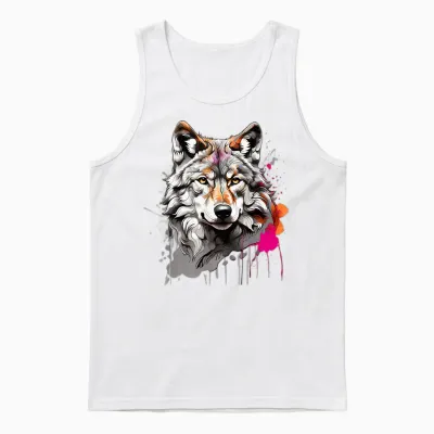 Wolf Mit Bunten Farbspritzern Wölfe Und Waldtiere Unisex Tank Top - White