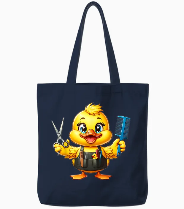 Entchen Friseur Frisör Geschenk | Süßes Entchen Als Frisör Tote Bags in Navy