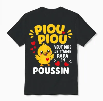 Piou Piou Je T'aime Papa Poussin Child Father's Day Unisex T-Shirt - Black
