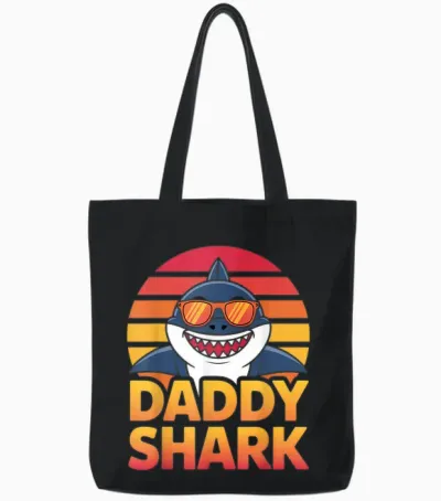 Daddy Shark Retro Sunglasses for Father's Day Tote Bags - Black