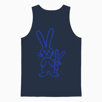 2 Rabbit Child Hides Father Two Toddler Mother Fun Unisex Tank Top - Navy