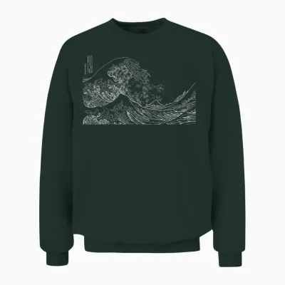 Japanese Wave Ocean Traditional Japan Men's Graphic Unisex Sweatshirt - Forest