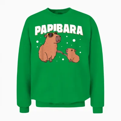 Papibara Capibara Papa Father Son Funny Father's Day Slogan Unisex Sweatshirt - Irish Green