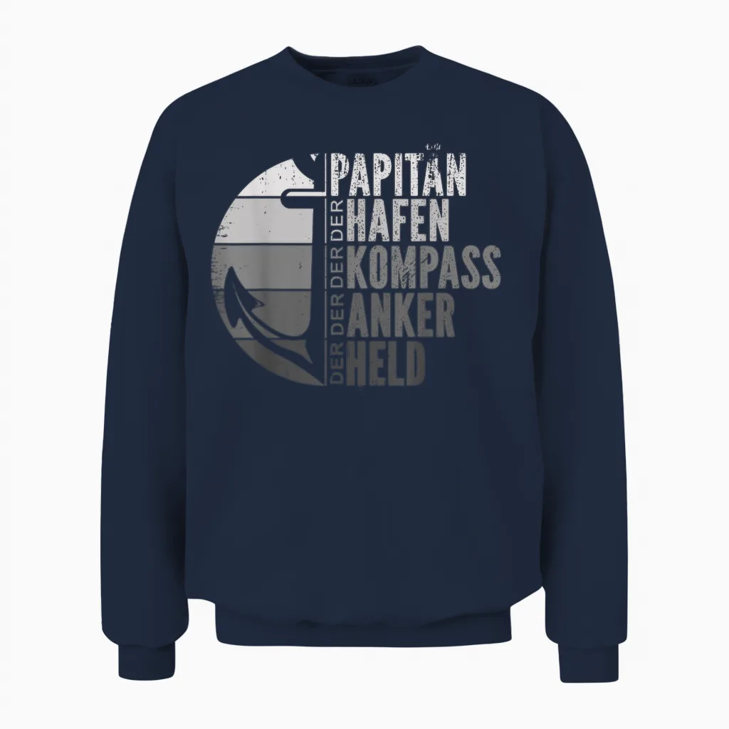 Herren Papitän Papa Kapitän Vatertag Captain Anker Segler Schiffer Unisex Sweatshirt in Navy
