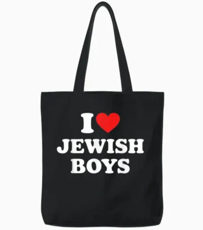 I Love Jewish Boys Jewish Lover Boys Girls Family Tote Bags - Black