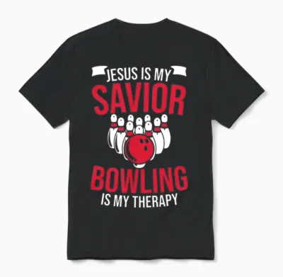 Funny Christian Jesus Bowling Design Unisex T-Shirt - Black