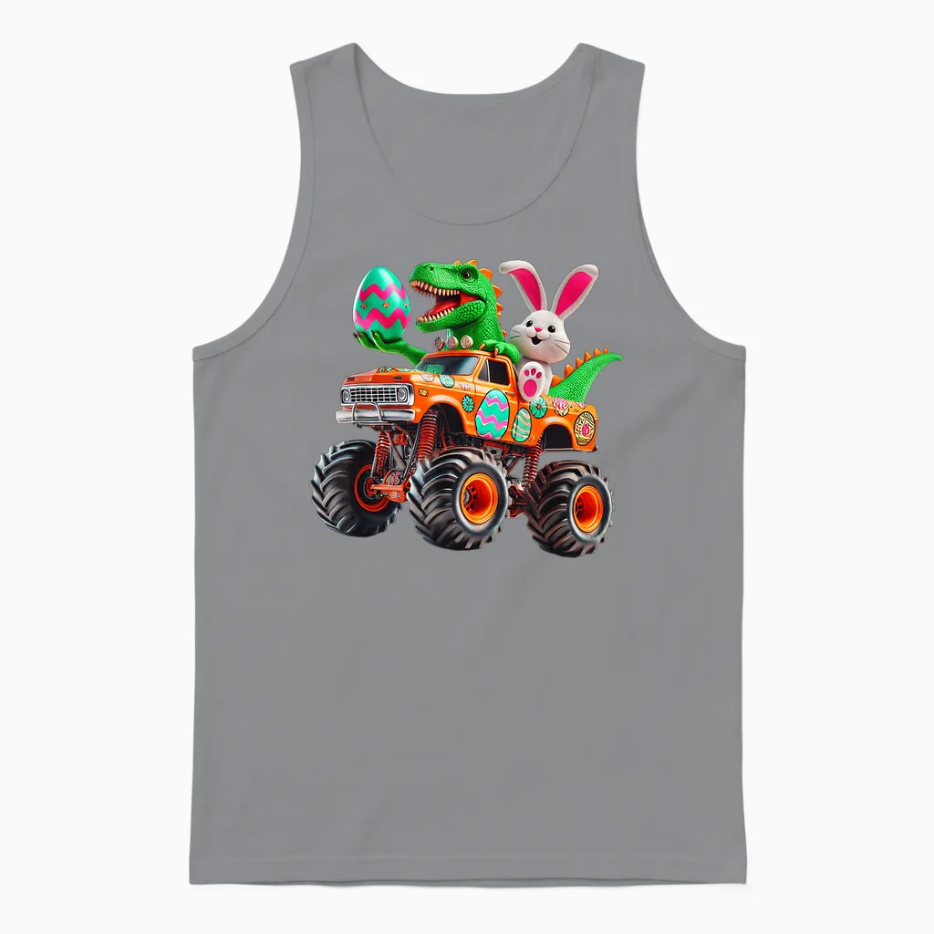 Bunny T-Rex Easter Monster Truck Dino Funny Boys Kids Cute Unisex Tank Top in Sport Grey
