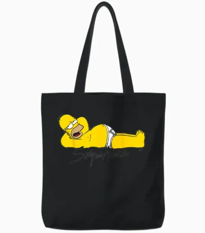 The Simpsons Homer Sexy Cheeky Couch Potato Lounging Tote Bags - Black
