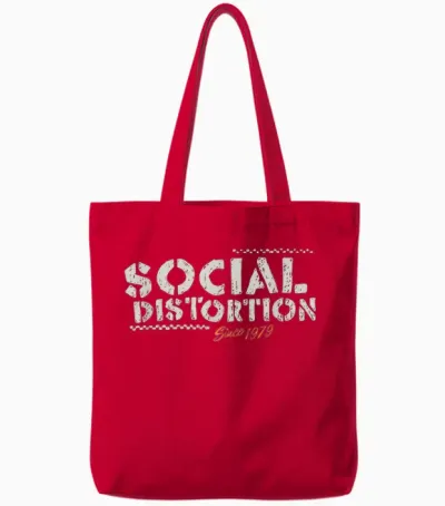 Offizielles Social Distortion Schwarz T-Shirt, Unisex Erwachsene, Klein, Crew-Neck, Kurzarm, Party, Lässig Tote Bags - Red