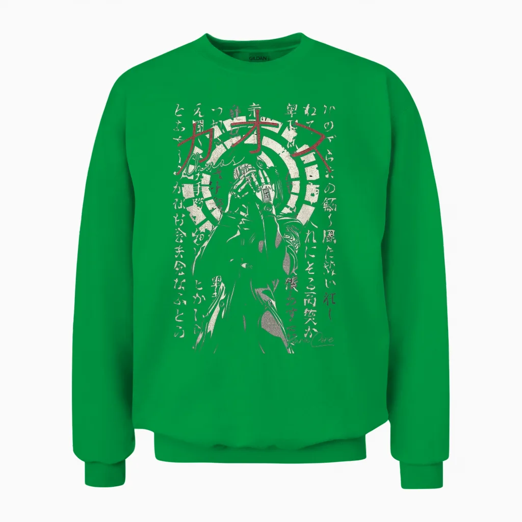 Kuracore Japan Streetwear Cyberpunk Y2k Techwear Retro Manga Anime Unisex T-Shirt Schwarz S Unisex Sweatshirt in Irish Green