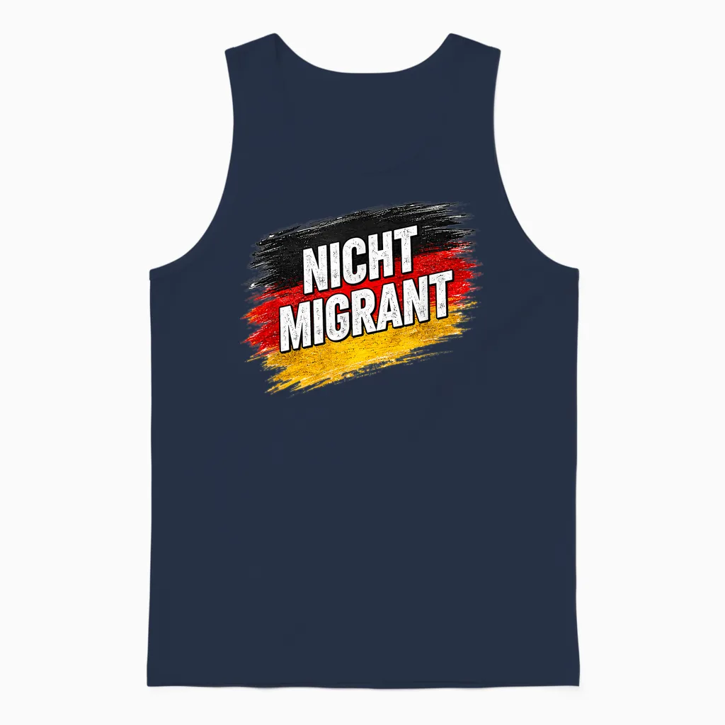 Nicht Migrant Deutschland Flagge Statement Unisex Tank Top in Navy