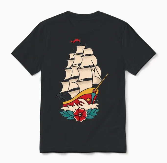 Old Retro Boat Sailing Old Retro Boat Sailing Insp Unisex T-Shirt - Black