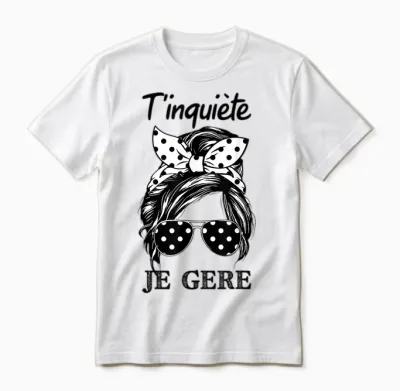 T'worry Je Gère Humour Cat Kawaii Unisex T-Shirt - White