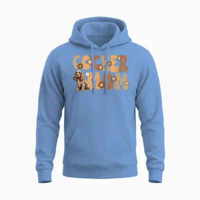 English Cocker Spaniel Groovy, the World's Best Cocker Spaniel Mom Unisex Hoodie - Carolina Blue