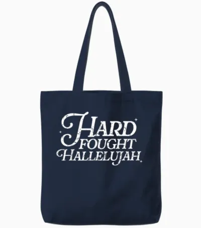Retro Hard Fought Hallelujah Bible Verse Christian Jesus Tote Bags - Navy