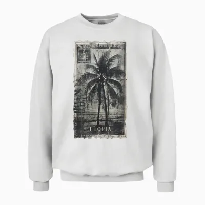 Palm Trees Palm Tree Beach Sea Sun Holiday Summer Unisex Sweatshirt - White