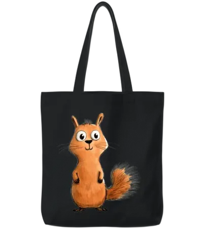 Funny Squirrel Tote Bags - Black