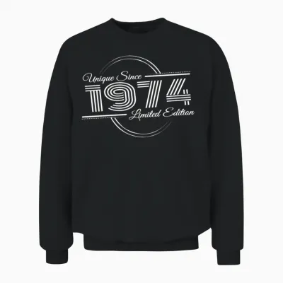 Uniquely Retro Since Vintage 1974 Unisex Sweatshirt - Black