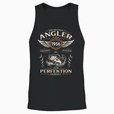70th Birthday Man Gift Angler the Best 1956 Funny Unisex Tank Top - Black