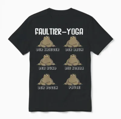 Lustiges Faultier Yoga Sprüche Entspannte Sportler Unisex T-Shirt - Black