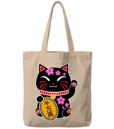 Lucky Cat. Japanese Cat. Statue of Japanese Cat Tote Bags - Natural