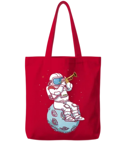 Trumpet Astronaut for Trumpet and Jazz Musicians Tote Bags - Red