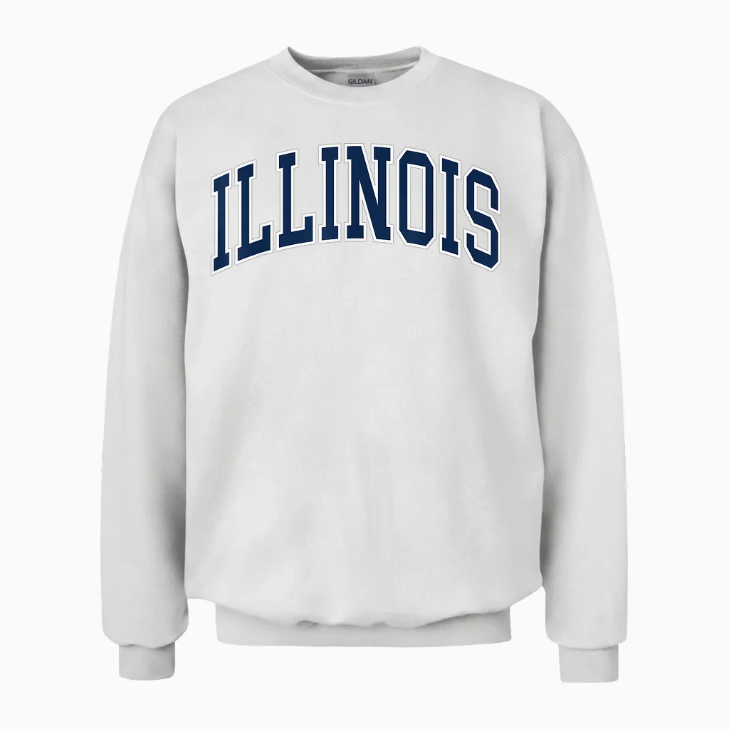Retro Illinois Tee Vintage Illinois Orange Blue Throwback Il Unisex Sweatshirt in White